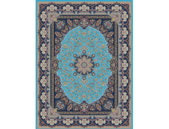 فرش 1200 شانه برجسته تراکم 3600 - کد 6102 - زمینه آبی 